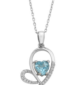 Heart Blue Topaz Necklace 18"