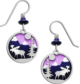 Purple Mountain with Moose Earrings