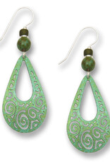 Green Filigree Teardrop Earrings