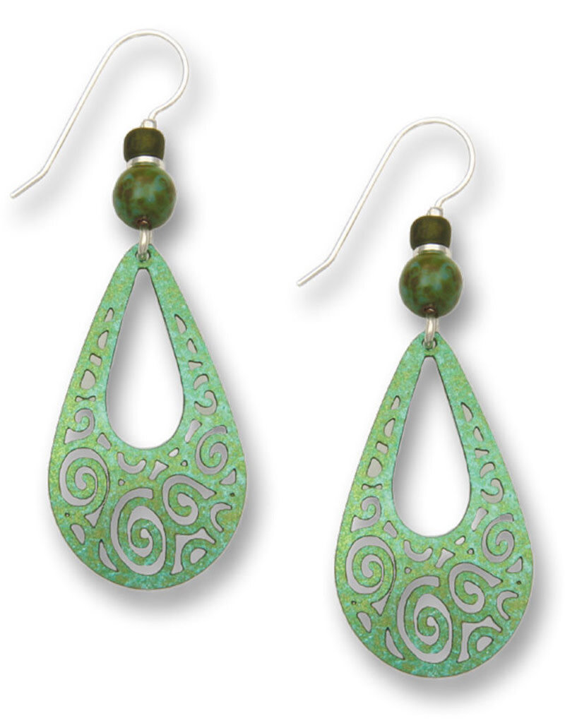 Green Filigree Teardrop Earrings