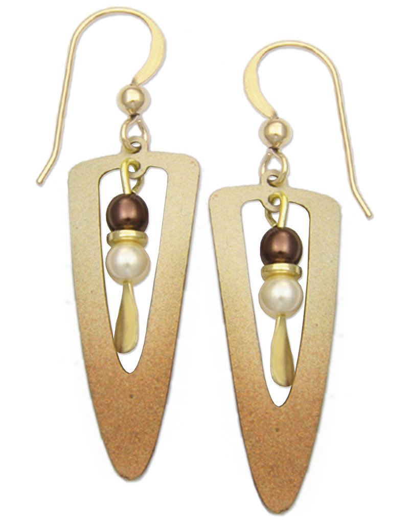 Shaded Bronze Open Long Dagger Earrings with Accent Beads
