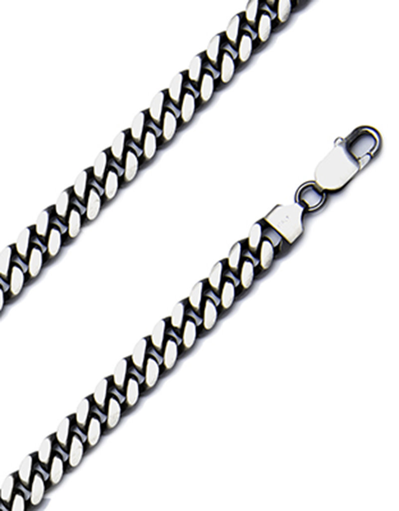 Sterling Silver Gunmetal Cuban 220 Chain Necklace