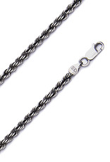Sterling Silver Gunmetal Rope 080 Chain Necklace