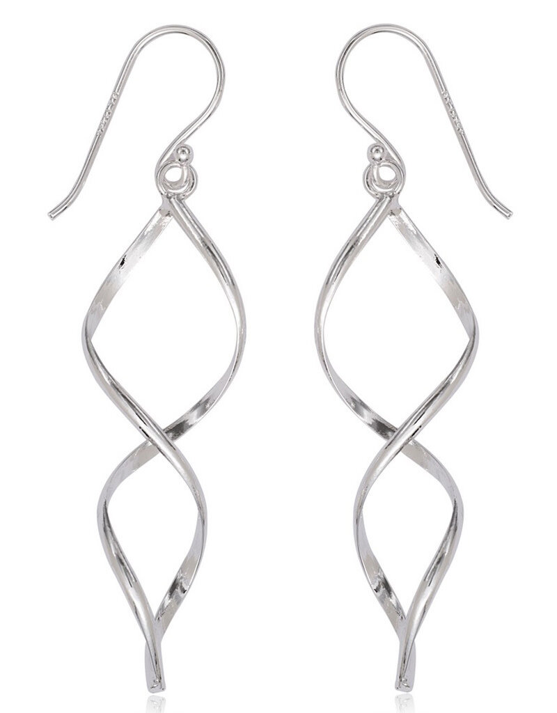 Sterling Silver Twist Wire Dangle Earrings