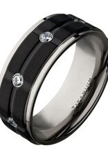 Men's Black Titanium CZ Band Ring