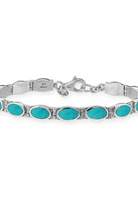 Sterling Silver Hinged Oval Turquoise Bracelet 7"