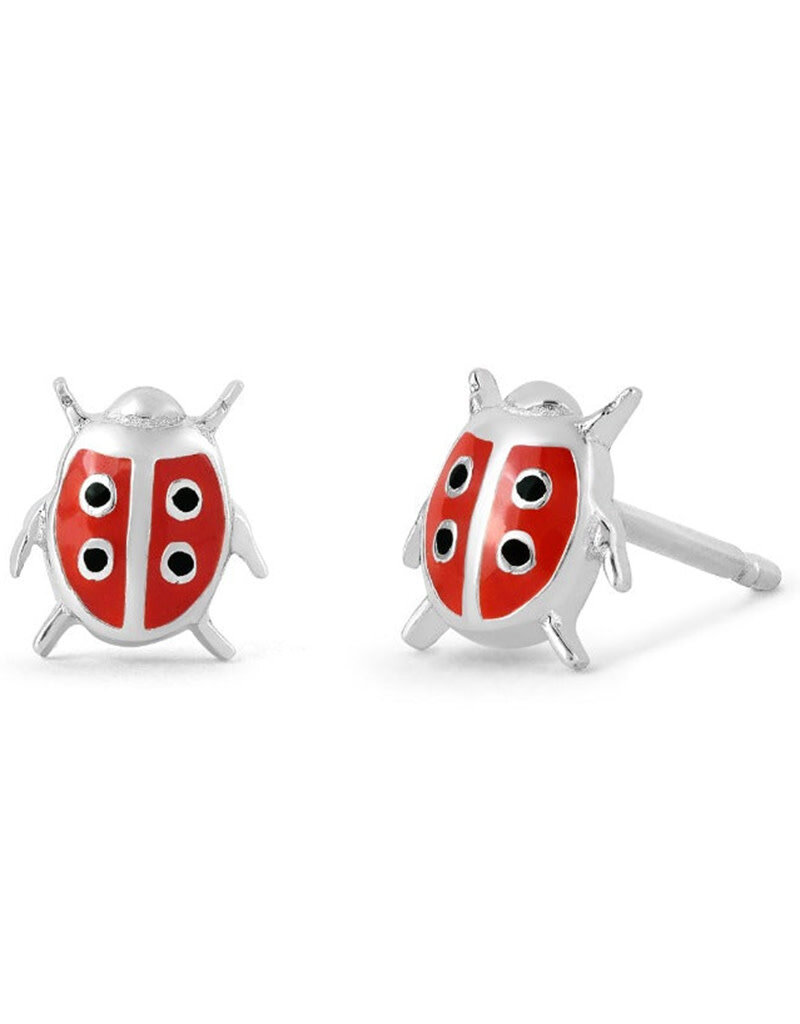Sterling Silver Ladybug Post Earrings 6mm