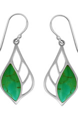 Sterling Silver Green Turquoise Earrings 26mm