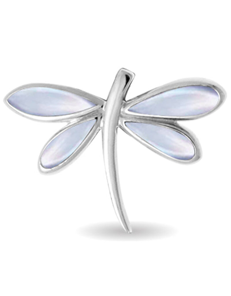 Sterling Silver Dragonfly Purple Mother of Pearl Pendant 29mm