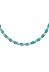 Sterling Silver Oval Turquoise Necklace 16"+2" Extender