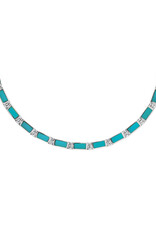 Sterling Silver Rectangle Turquoise Necklace 16"+2" Extender