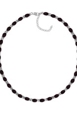 Sterling Silver Oval Onyx Necklace 16"+2" Extender