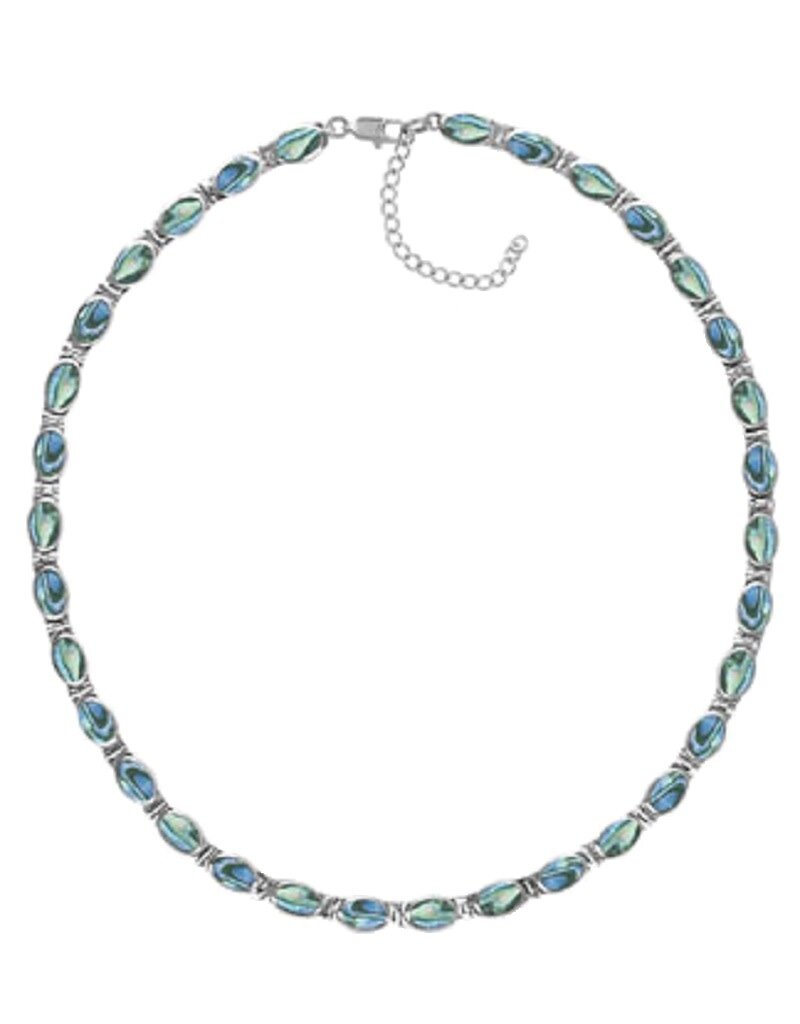 Sterling Silver Oval Abalone Necklace 16"+2" Extender