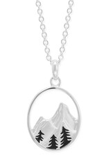 Sterling Silver Mountain with Trees Necklace 18"