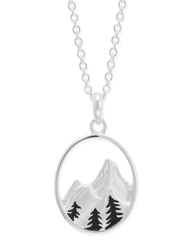 Sterling Silver Mountain with Trees Necklace 18"
