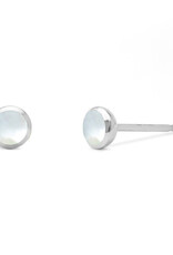 Sterling Silver Round Mother of Pearl Stud Earrings 4mm