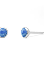 Sterling Silver Round Synthetic Lapis Stud Earrings 4mm