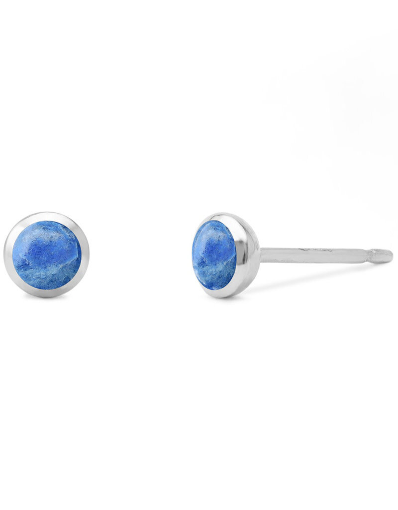 Sterling Silver Round Synthetic Lapis Stud Earrings 4mm