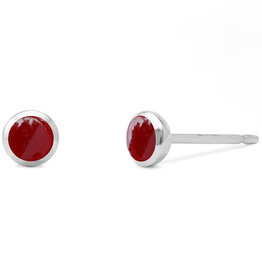 Synthetic Coral Stud Earrings 4mm