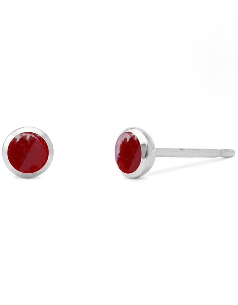 Synthetic Coral Stud Earrings 4mm