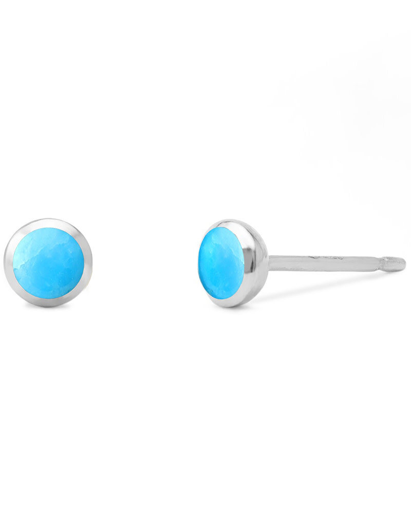 Sterling Silver Round Turquoise Stud Earrings 4mm