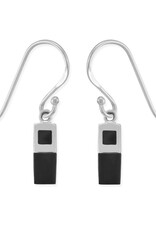 Sterling Silver Rectangle Onyx Earrings 12mm