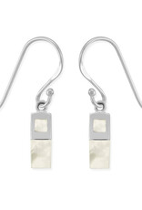 Sterling Silver Rectangle Mother of Pearl Earrings 12mm