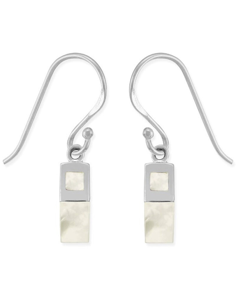 Sterling Silver Rectangle Mother of Pearl Earrings 12mm