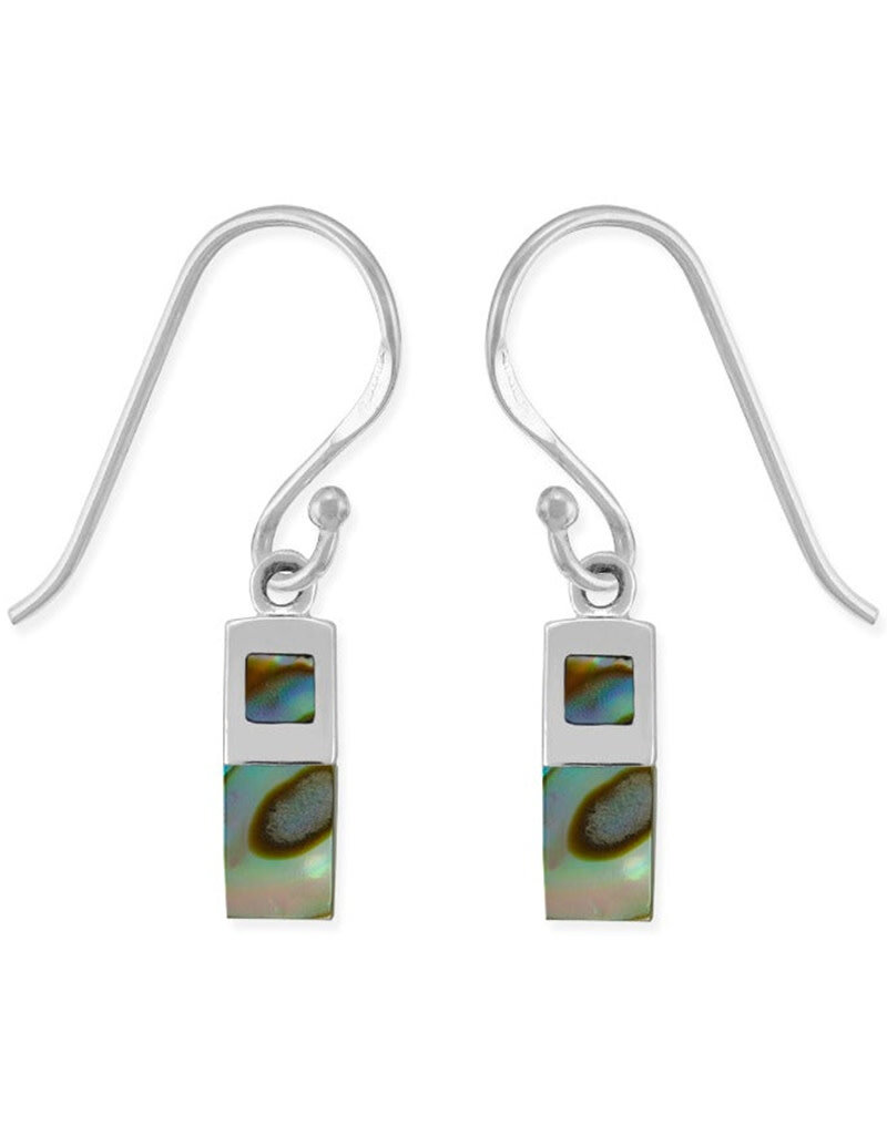 Sterling Silver Rectangle Abalone Earrings 12mm