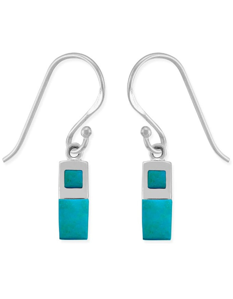 12mm Rectangle Turquoise Earrings