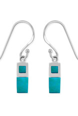 Sterling Silver Rectangle Turquoise Earrings 12mm