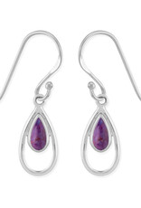 Sterling Silver Teardrop Purple Turquoise Earrings