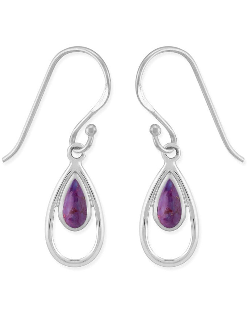 Teardrop Purple Turquoise Earrings