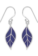 Sterling Silver Purple Enamel Leaf Earrings 20mm