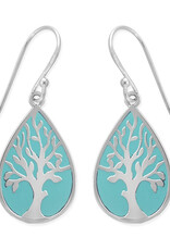 Sterling Silver Blue Tree Earrings 22mm