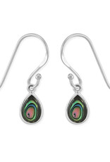 Sterling Silver Teardrop Abalone Earrings 8mm