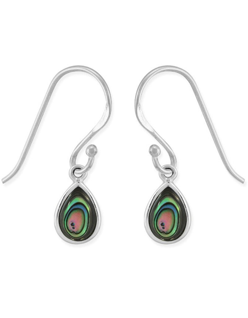 Sterling Silver Teardrop Abalone Earrings 8mm
