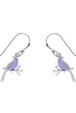 Sterling Silver Purple Bird Earrings 14mm