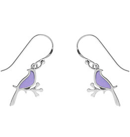 Purple Bird Earrings 14mm