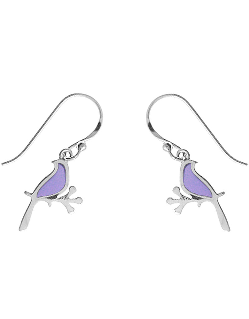 Purple Bird Earrings 14mm