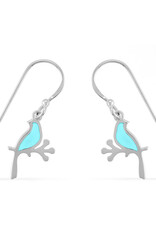 Sterling Silver Blue Bird Earrings 14mm