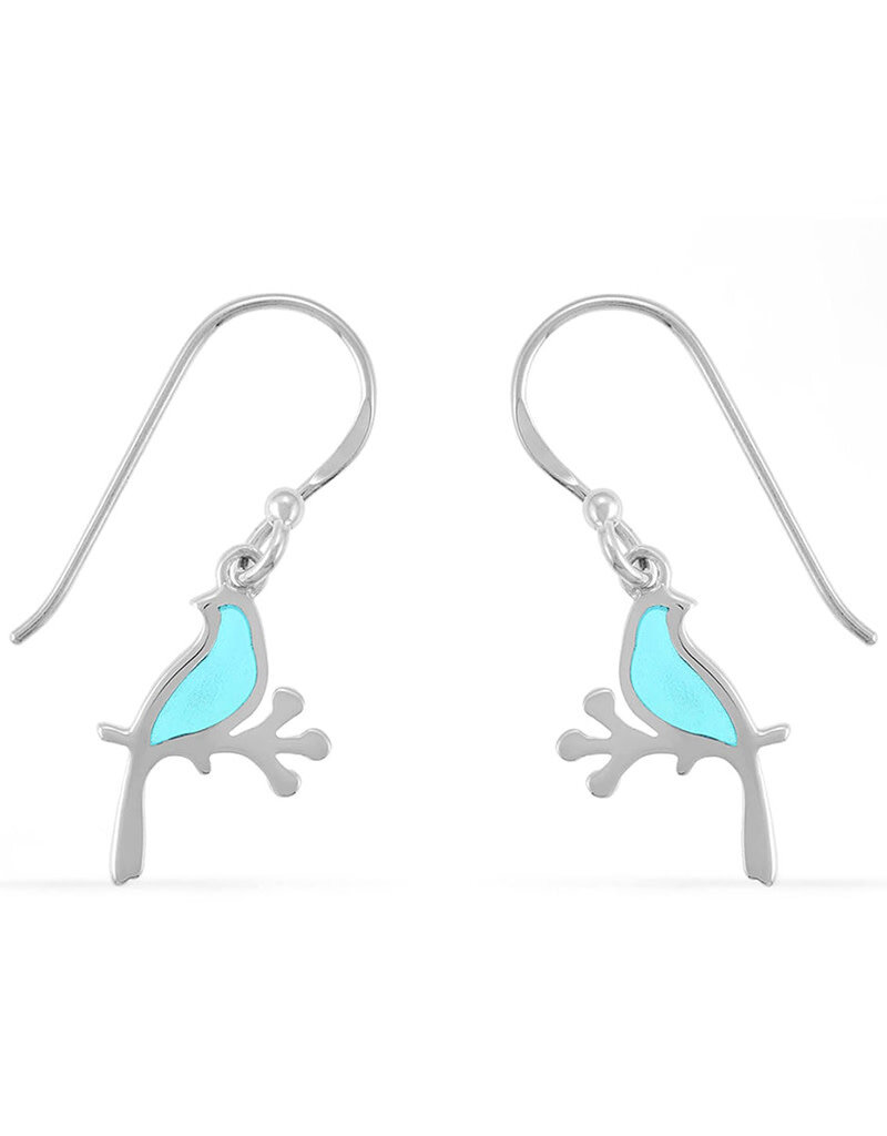 Sterling Silver Blue Bird Earrings 14mm