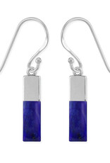 Sterling Silver Rectangle Synthetic Lapis Earrings 15mm