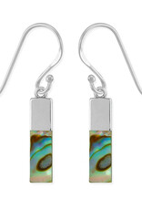 Sterling Silver Rectangle Abalone Earrings 15mm