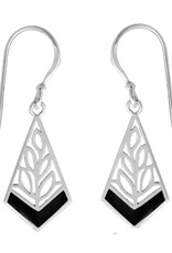 Sterling Silver Kite Shape Onyx Earrings 18mm