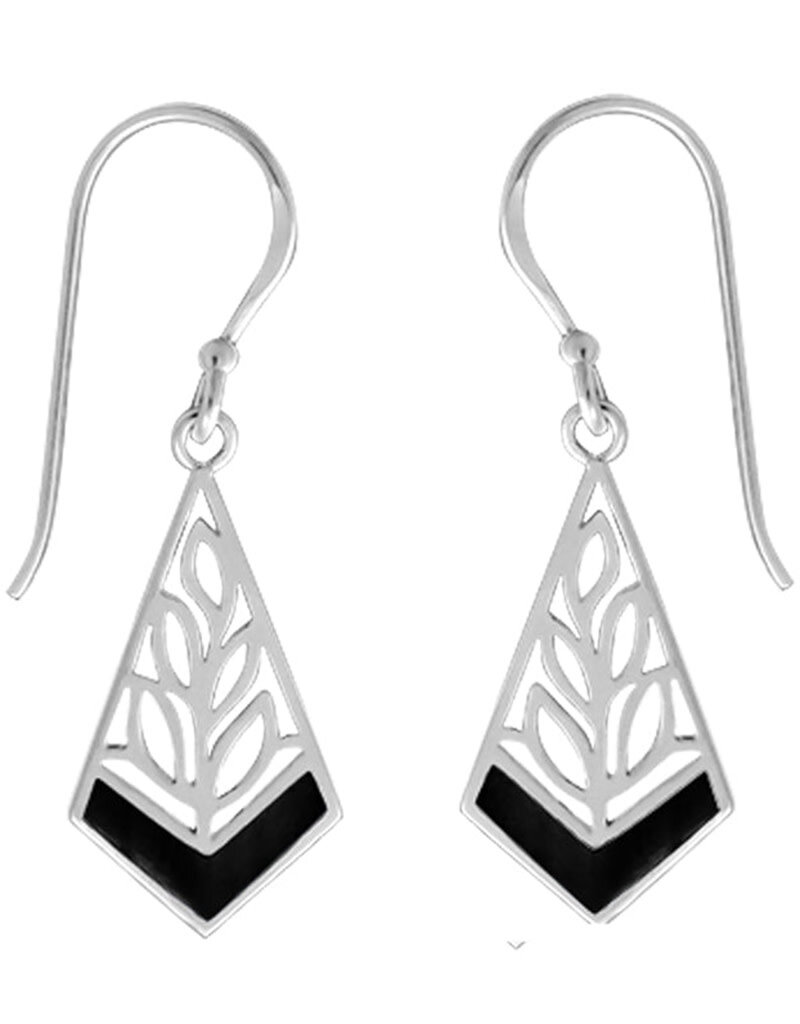 Sterling Silver Kite Shape Onyx Earrings 18mm