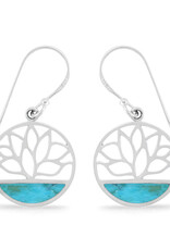 Sterling Silver Turquoise Lotus Flower Earrings 15mm