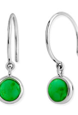Sterling Silver Round Green Turquoise Earrings 6.5mm