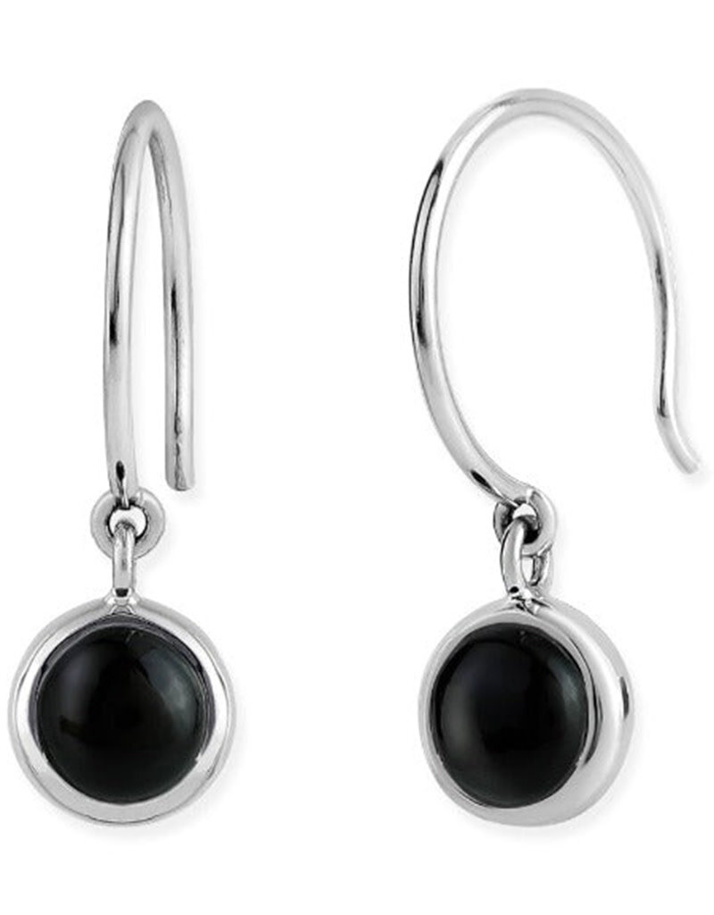 Sterling Silver Round Onyx Earrings 6.5mm