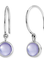 Sterling Silver Round Purple Mother of Pearl Earrings 6.5mm